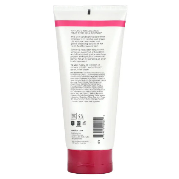 Гель для душу заспокійливий, Shower Gel, Soothing, Andalou Naturals, аромат 1000 троянд, 251 мл