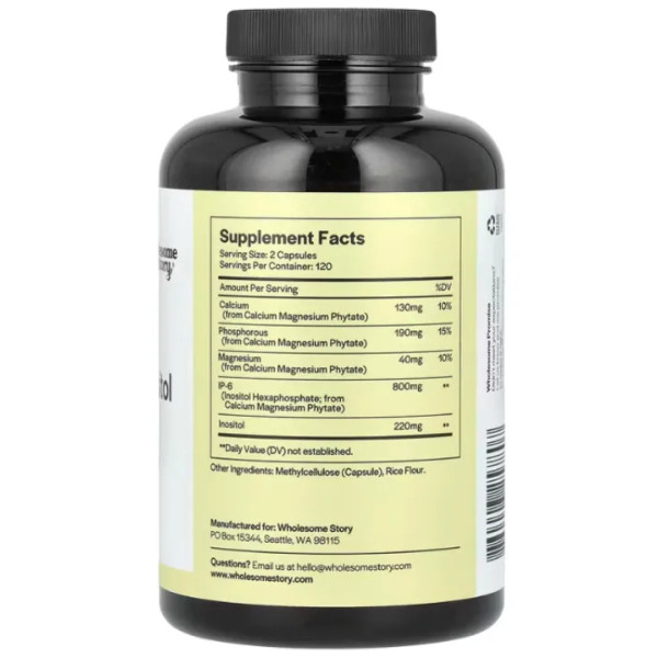 Фітинова кислота (ІР-6 та інозитол), IP-6 & Inositol, Wholesome Story, 240 вегетаріанських капсул