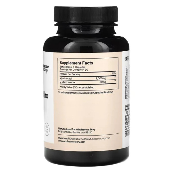 Міо та D-хіро інозитол, Myo & D-Chiro Inositol, Wholesome Story, 120 вегетаріанських капсул