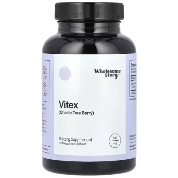 Вітекс священний, Vitex, Wholesome Story, екстракт ягід, органік, 500 мг, 120 вегетаріанських капсул