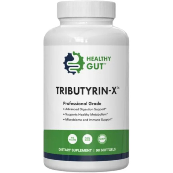 Трибутирин-Х, Tributyrin-X, Healthy Gut, постбіотик для відновлення здоров'я кишечника, 500 мг, 90 гелевих капсул