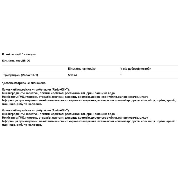 Трибутирин-Х, Tributyrin-X, Healthy Gut, постбіотик для відновлення здоров'я кишечника, 500 мг, 90 гелевих капсул