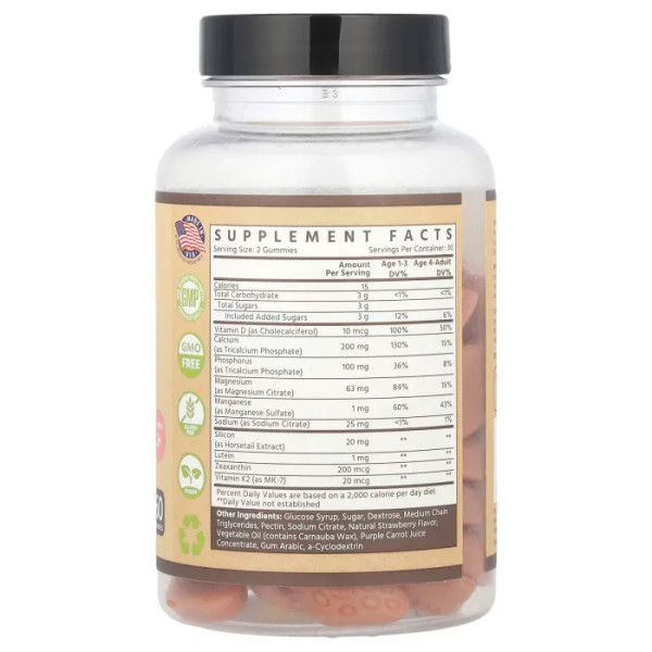 Мультивітаміни для росту кісток, Bone Growth Gummies, TruHeight, для дітей віком від 2 років, зі смаком полуниці, 60 жувальних таблеток