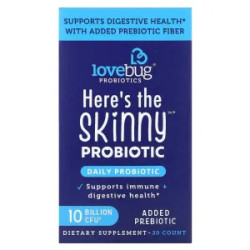 Пробіотик 10 млрд КУО, Here's The Skinny Probiotic LoveBug Probiotics, 30 капсул