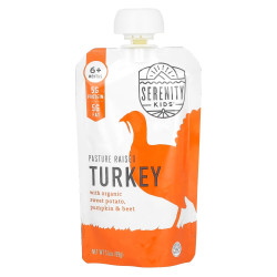 Дитяче індичка пюре з бататом гарбузом і буряком, Turkey with Organic Sweet Potato, Pumpkin, & Beet Serenity Kids, від 6 місяців, 99 г