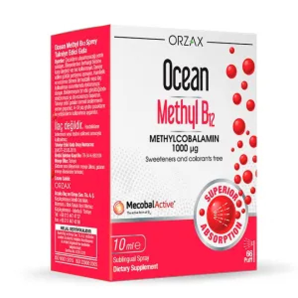 Вітамін В12 метилкобаламін, Ocean Methyl B12, Orzax, 1000 мкг, спрей, 10 мл