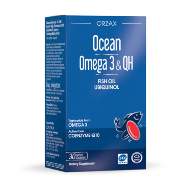 Омега-3 + QH, Ocean Omega-3 & QH, Orzax, риб'ячий жир з коензимом Q10, 30 гелевих капсул