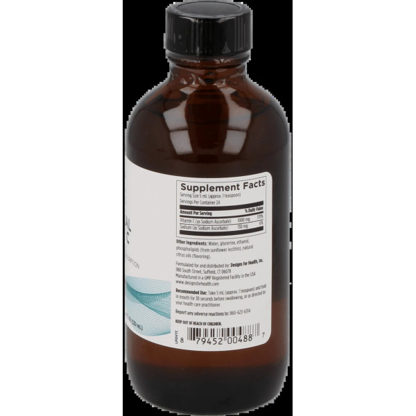 Вітамін С ліпосомальний, Liposomal Vitamin C, Designs for Health, 1000 мг, смак лимона, 120 мл