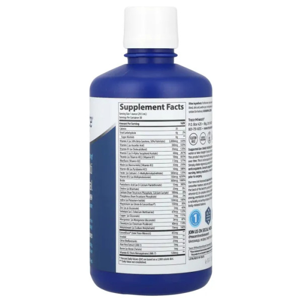 Мультивітаміни та мінерали, Liquid Multi Vitamin-Mineral, Trace, рідкі, для чоловіків та жінок, зі смаком апельсин та манго, 887 мл