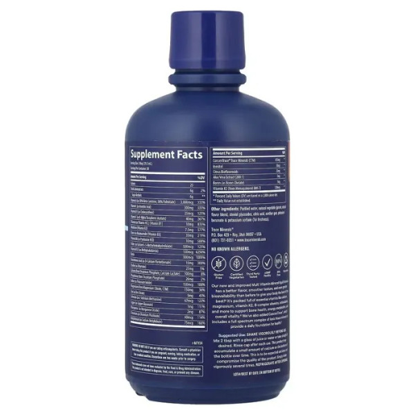 Мультивітаміни та мінерали, Multi Vitamin-Mineral, Trace Minerals Research, рідкі, смак ягід, 887 мл