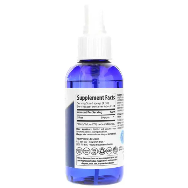 Колоїдне срібло, Colloidal Silver, Trace Minerals Research, флакон з розпилювачем, 30 PPM, 59 мл