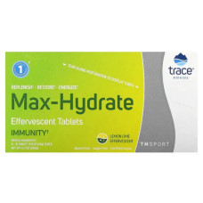 Электролиты шипучие таблетки, вкус лимон лайм, Trace Max-Hydrate Endurance Effervescent Tablets, 8 туб по 10 таблеток