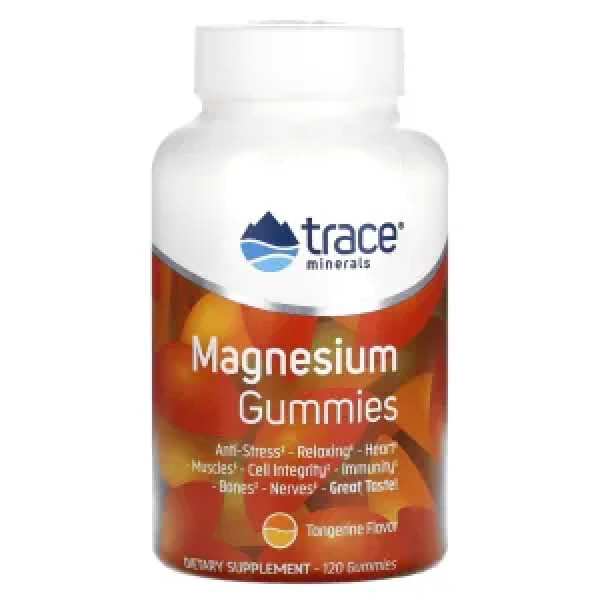 Магній, Magnesium Gummies, Trace, зі смаком мандарину, 120 жувальних таблеток