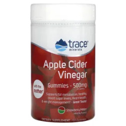 Яблочный уксус жевательный 500 мг, вкус клубника и дыня, Apple Cider Vinegar Gummies Trace Minerals Research, 60 жевательных конфет