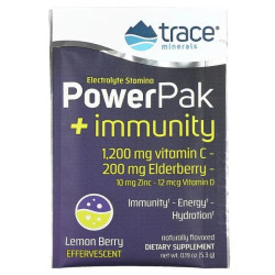 Электролиты с поддержкой иммунитета, вкус лимон ягоды, Trace Minerals Research PowerPak Immunity, 30 пакетов по 5.3 г