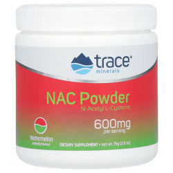Ацетилцистеїн, порошок, смак кавуна, Trace Minerals NAC Powder, 75 г