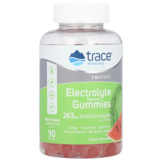 Электролиты жевательные 263 мг, Trace Electrolyte Stamina Gummies, вкус арбуз, 90 жевательных мармеладок (87,66 мг в одной)