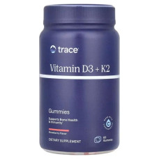 Витамины D3 и K2 жевательные, вкус клубники, Trace Minerals Vitamin D3+K2 Gummies, 60 жевательных конфет