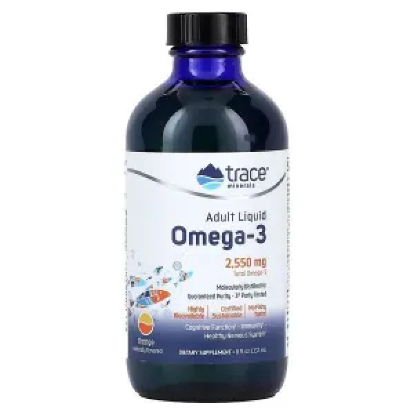 Омега-3, Adult Liquid Omega-3, Trace Minerals®, зі смаком апельсина, 2550 мг, 237 мл