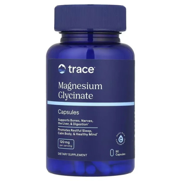 Магній гліцинат, Magnesium Glycinate, Trace Minerals®, 120 мг, 90 капсул