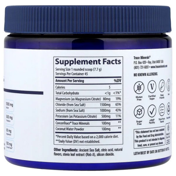 Електроліти, ZEROLyte Powder, Trace, солоний цитрус, 346 г