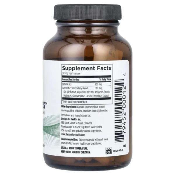 Травні ферменти, Digestzymes, Designs for Health, 90 капсул