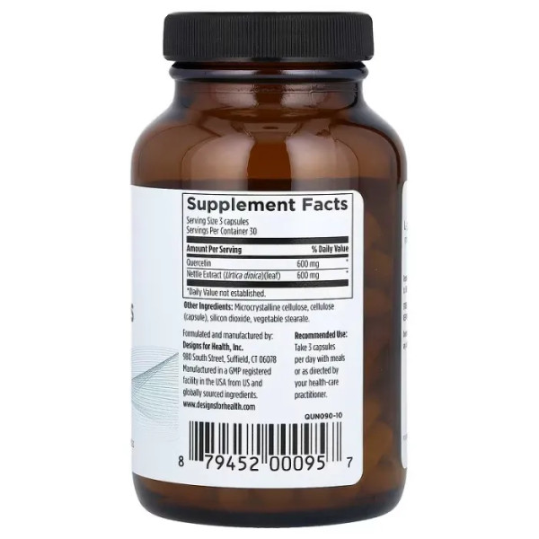 Кверцетин + кропива, Quercetin + Nettles, Designs for Health, 90 вегетаріанських капсул