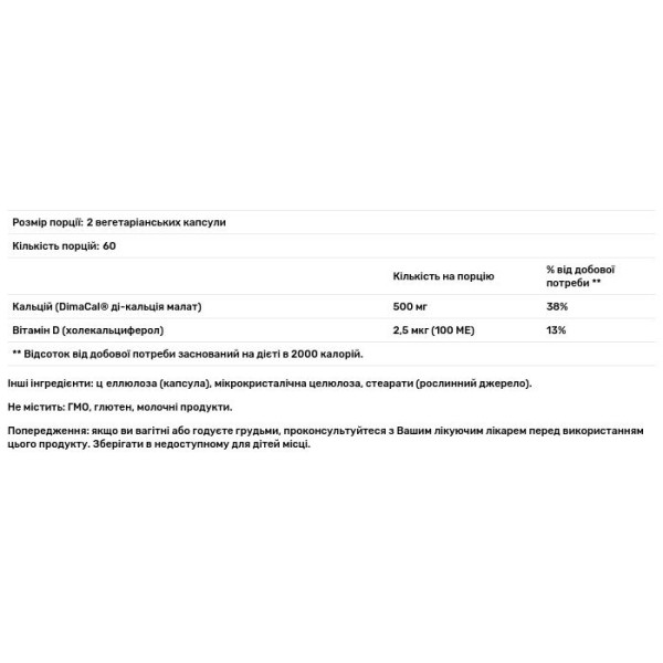 Кальцій малат, Calcium Malate, Designs for Health, 500 мг, 120 вегетаріанських капсул