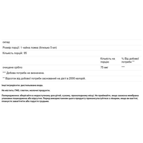 Cеребро очищене, Silvercillin, Designs for Health, 15 РРМ, 473 мл