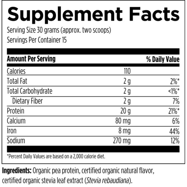 Протеїн гороховий, PurePea, Designs for Health, органік, смак ванілі, порошок, 450 г