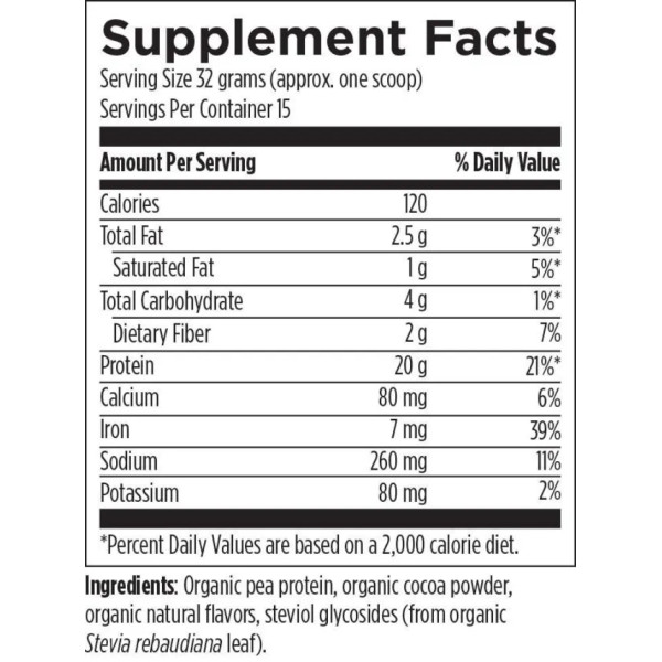 Протеїн гороховий, PurePea, Designs for Health, органік, смак шоколаду, порошок, 480 г