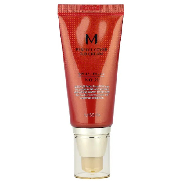BB крем, M Perfect Cover BB Cream, Missha, SPF 42 PA+++, відтінок 21, світло-бежевий, 50 мл