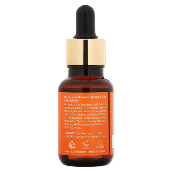 Сироватка для обличчя з вітаміном С (15% аскорбіновою кислотою), VA, Vitamin C 15% Ascorbic Acid Serum, Cos De BAHA, 30 мл