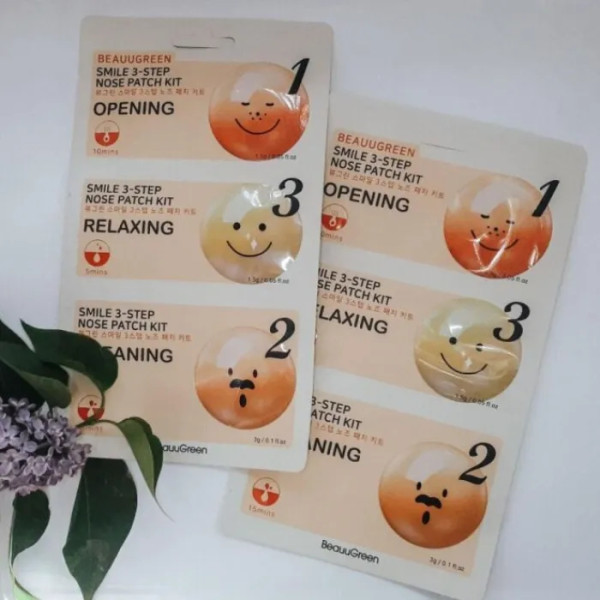 Патчі від чорних крапок для носа, Smile 3-step Nose Patch Kit, BeauuGreen, 1 шт