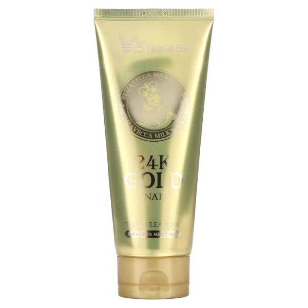 Пінка для очищення шкіри обличчя, 24k Gold Snail Foam Cleansing, Elizavecca, з муцином равлика та золотом, 180 мл