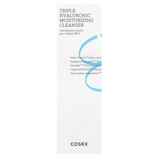 Пінка для вмивання очищаюча, Triple Hyaluronic Moisturizing Cleanser, CosRx, зволожуюча, з потрійною гіалуроновою кислотою, 150 мл