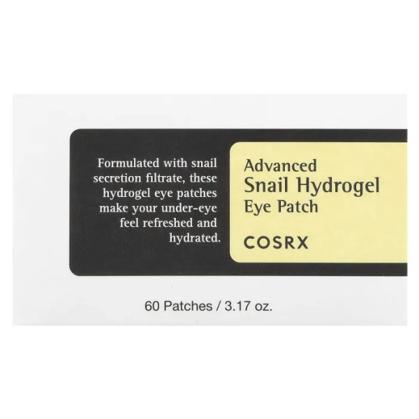 Гідрогелеві патчі для очей, Advanced Snail Hydrogel Eye Patch, CosRx, покращені, 60 шт