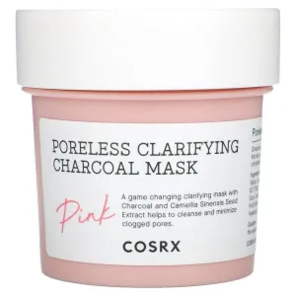 Маска для очищення шкіри обличчя, Poreless Clarifying Charcoal Beauty Mask, CosRx, з вугіллям, мінімізація закупорки пор, рожева, 110 г