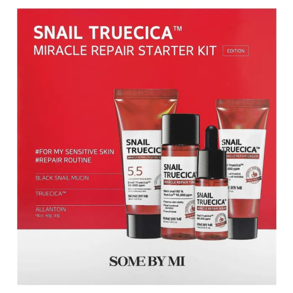 Набір для догляду за шкірою, Snail Truecica Miracle Repair Starter Kit, SOME BY MI, стартовий, для відновлення, набір з 4 продуктів