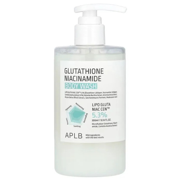 Гель для душу, Glutathione Niacinamide Body Wash, APLB, з глутатіоном та ніацинамідом, 300 мл