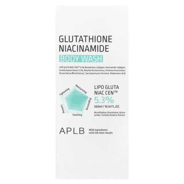 Гель для душу, Glutathione Niacinamide Body Wash, APLB, з глутатіоном та ніацинамідом, 300 мл