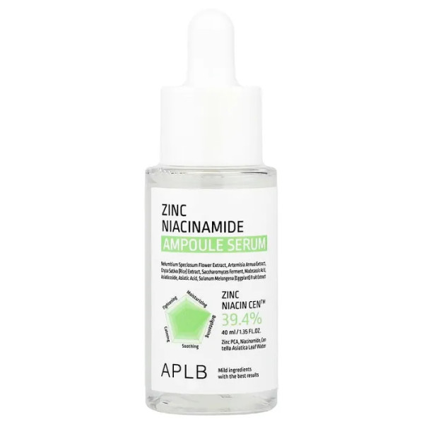 Сироватка для обличчя, ампульна, Zinc Niacinamide Ampoule Serum, APLB, з цинком та ніацинамідом, 40 мл