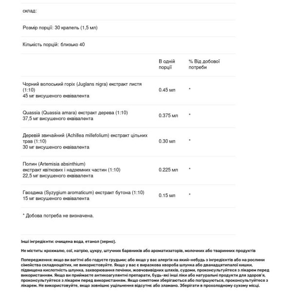 Комбінація чорного горіха, Black Walnut Combination №1, Genestra Brands, 60 мл