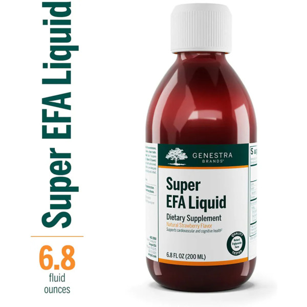Підтримка серцево-судинної системи, очей, мозку, нервів, Super EFA Liquid, Genestra Brands, полуничний смак, 200 мл.