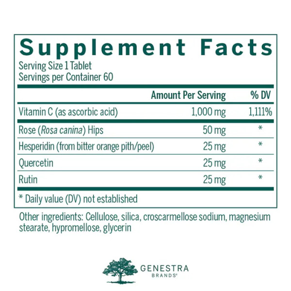Аскорбіновоя кислота, Ascorbic Acid C1000, Genestra Brands, 1000 мг, 60 таблеток