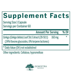 Гинкго билоба, Genestra Brands Ginkgo, 60 вегетарианских капсул
