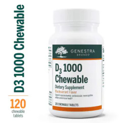 Витамин D3 1000 МЕ, жевательные, вкус черной смородины, Genestra Brands Vitamin D3, 120 жевательных таблеток