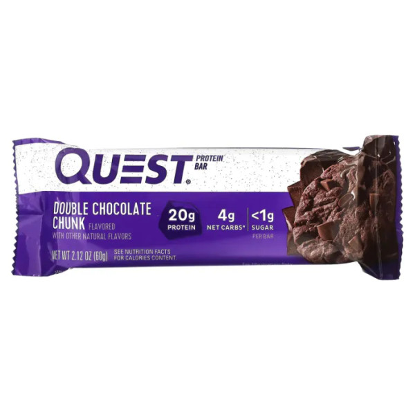 Протеїнові батончики, Protein Bar, Quest Nutrition, подвійний шоколад, 4 шт по 60 г кожен