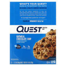 Протеїнові батончики, Protein Bar Quest Nutrition, вівсяне печиво з шоколадом, 12 шт. по 60 г