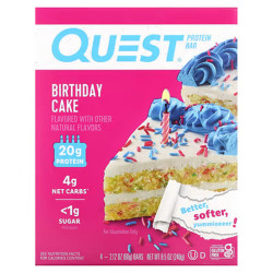 Протеиновые батончики, вкус праздничный торт, Protein Bar Quest Nutrition, 4 шт по 60 г